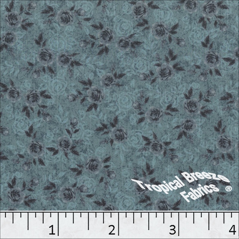 Sweet Creme Tiny Floral Print Polyester Fabric 042520 Teal
