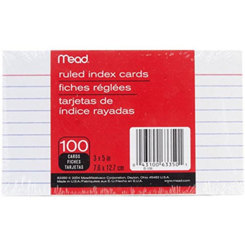 100-Count 3×5 Ruled Index Cards 63350