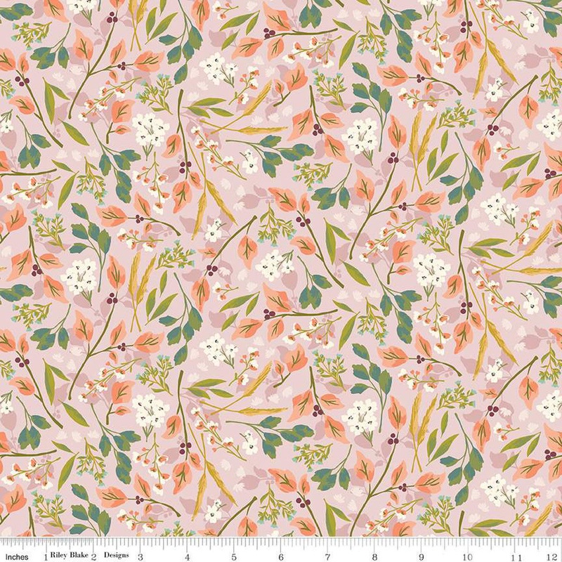 Blossom Lane Collection Floral Branches Cotton Fabric C14001 Pink