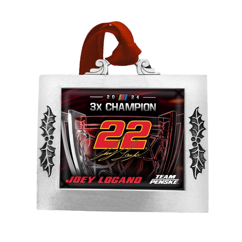Joey Logano 3x NASCAR Champion Pewter Picture Frame Christmas Ornament