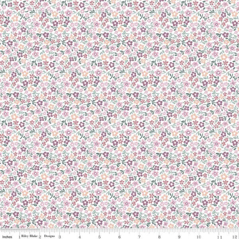 Buds and Butterflies Collection Daisy Delight Cotton Fabric C15356 White