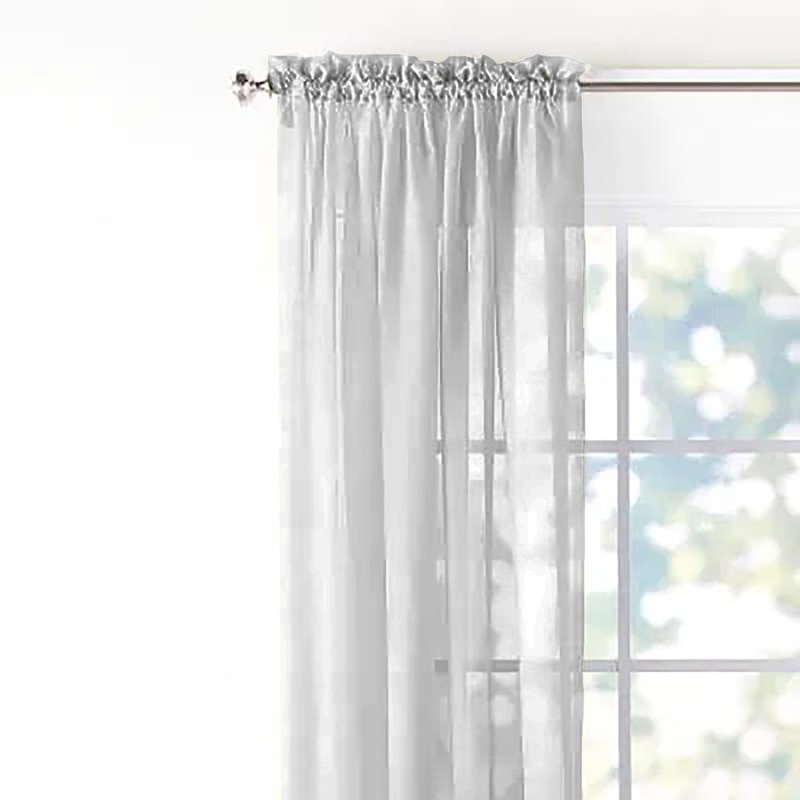 Emelia Gray Sheer Voile Curtains Valance (60×14 inches)