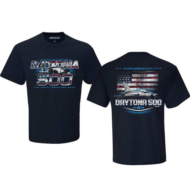 NASCAR 2026 Daytona 500 Flag T-Shirt Blue Preorder – Currently Projected November L