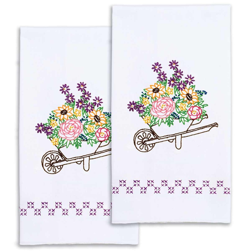 Wheelbarrow of Flowers Decorative Hand Towels 320-240