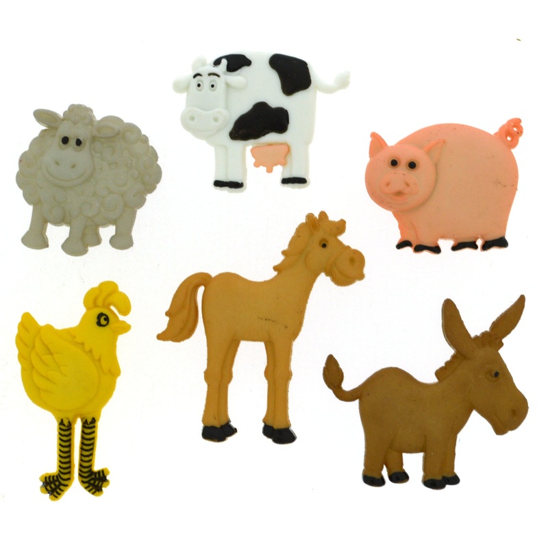 Buttons Funny Farm Animals 4667