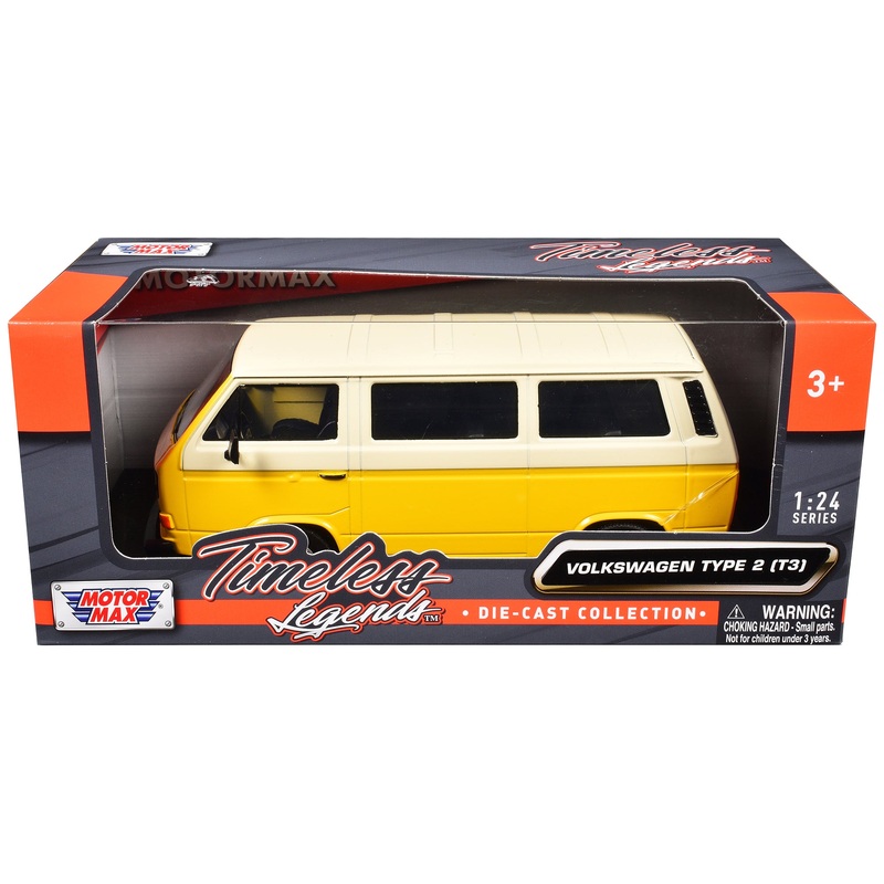 Volkswagen Type 2 (T3) Van Yellow and Beige “Timeless Legends” Series 1/24 Diecast Model Car by Motormax