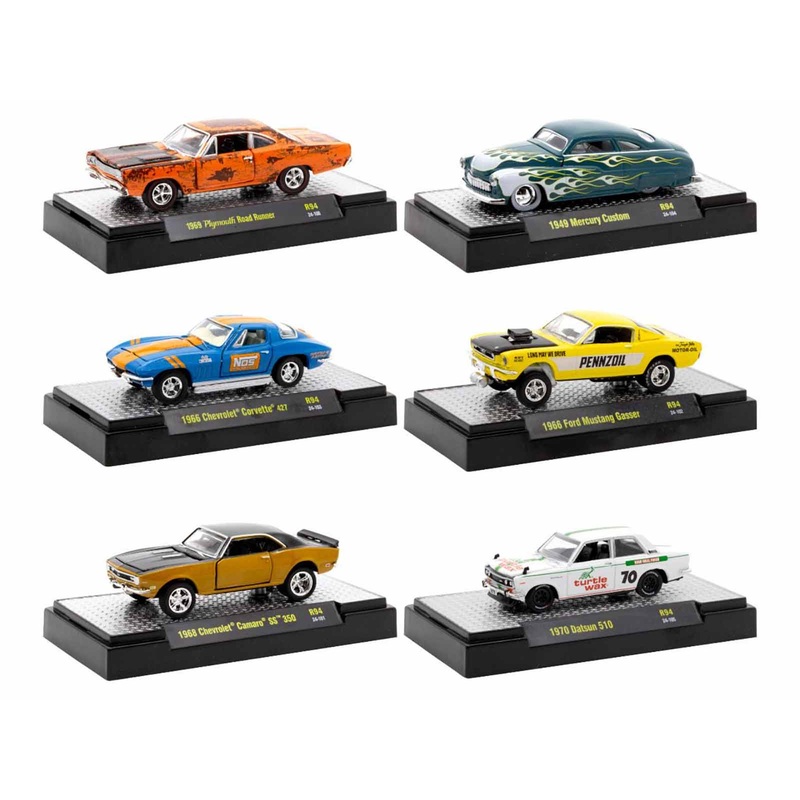 “Auto-Thentics” 6 piece Set Release 94 IN DISPLAY CASES Limited Edition 1/64 Diecast Model Cars by M2 Machines