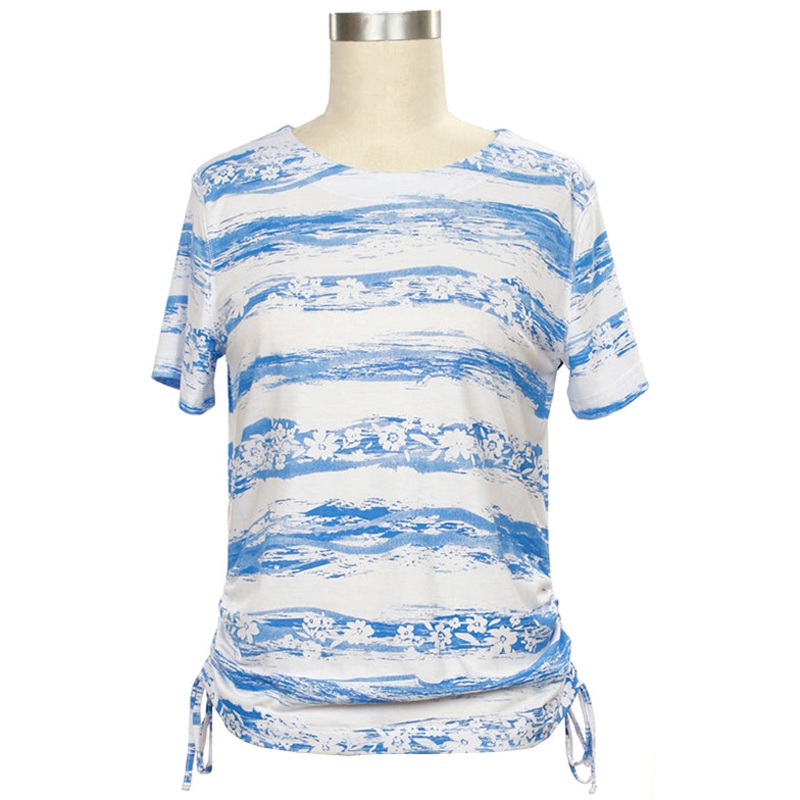 Women’s Short-Sleeve Landslide Stripe Top 486C White/Blue Small