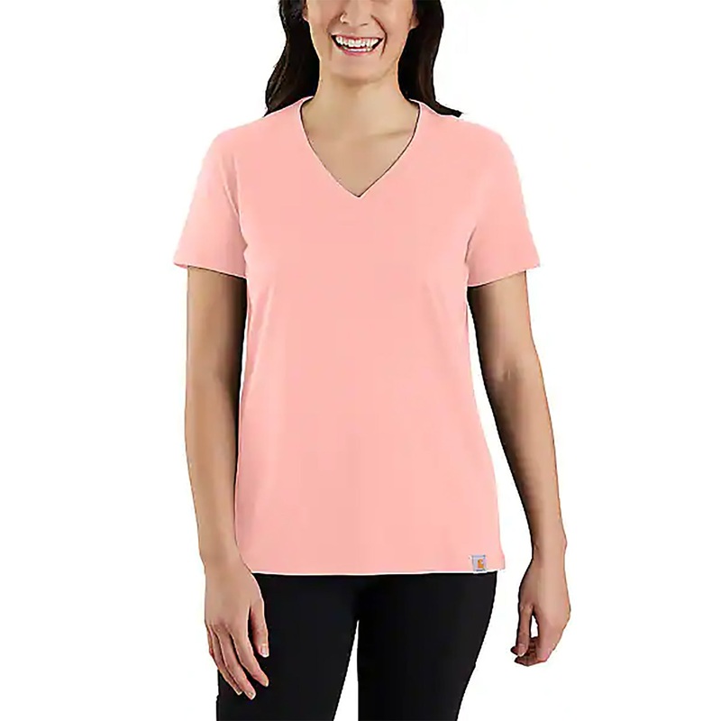 Women’s Solid Short-Sleeve V-Neck T-Shirt 105739 Cherry Blossom Small