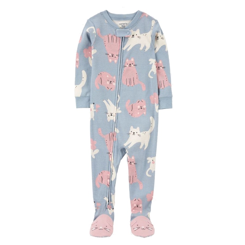 Baby 1-Piece Cat 100% Cotton Footie Pajamas 1R935810 12 Months