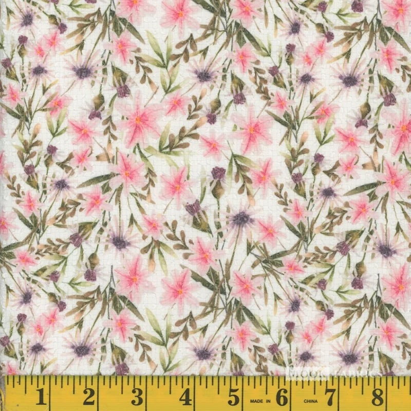 Wildflower Seersucker Stretch Fabric 1406 Pink