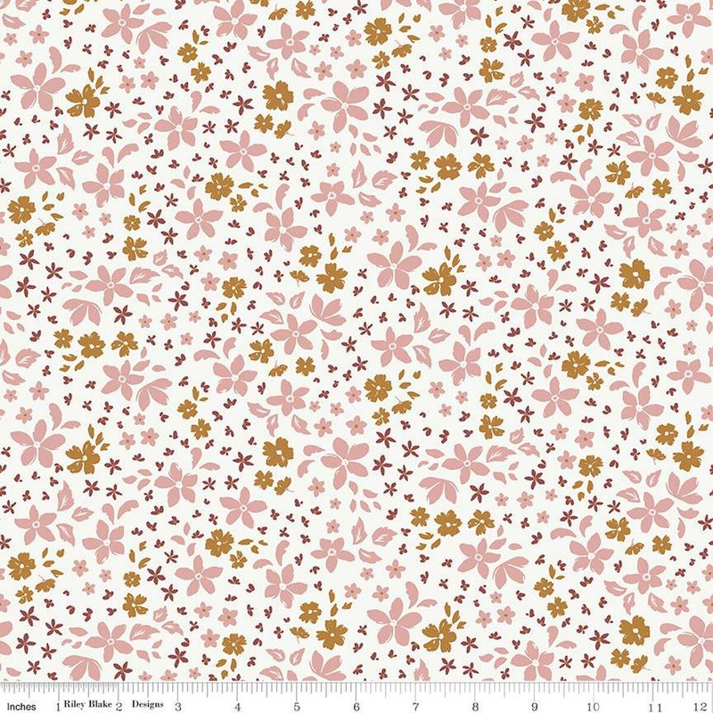 Winged Medley Collection Petals Cotton Fabric C15913 White