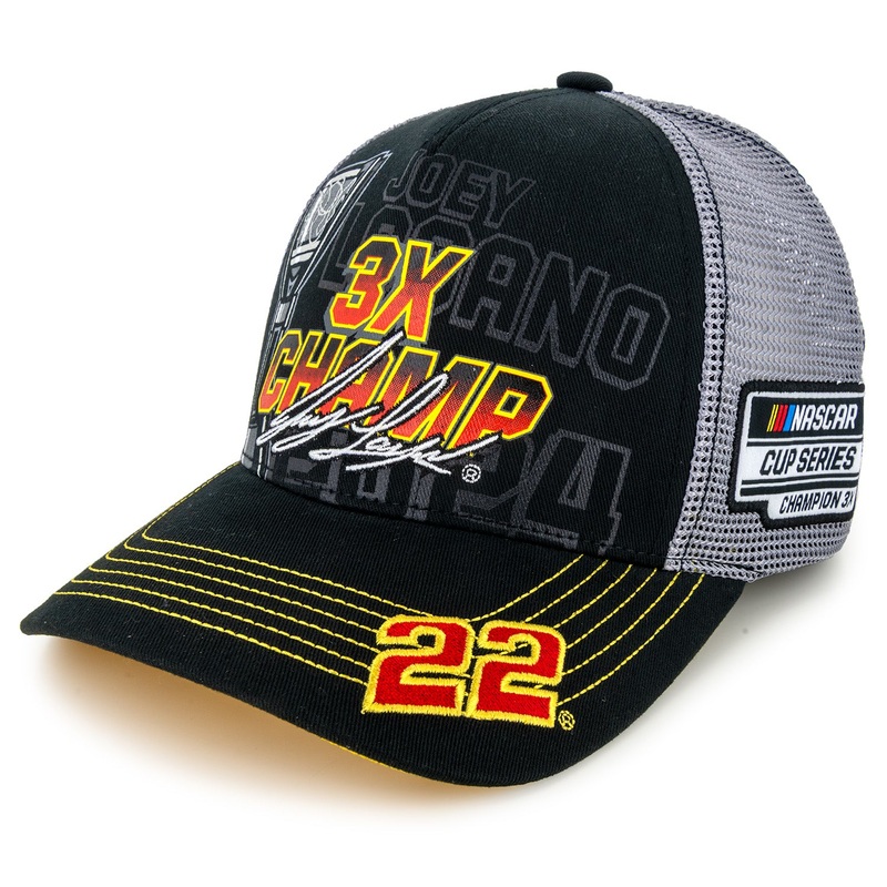Joey Logano NASCAR 3X Cup Champion Trophy Mesh NASCAR Hat Adult