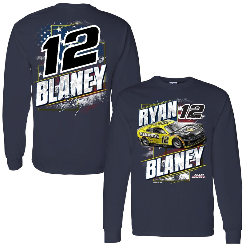 Ryan Blaney Long Sleeve Patriotic #12 Car T-Shirt Blue L