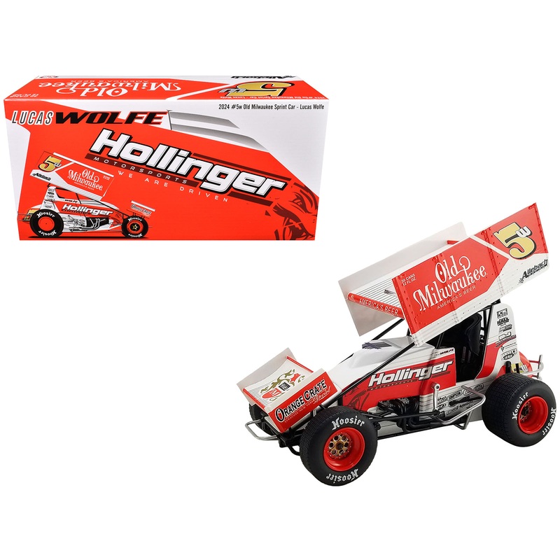 Winged Sprint Car #5W Lucas Wolfe “Old Milwaukee” Allebach Racing “World of Outlaws” (2024) 1/18 Diecast Model Car by ACME