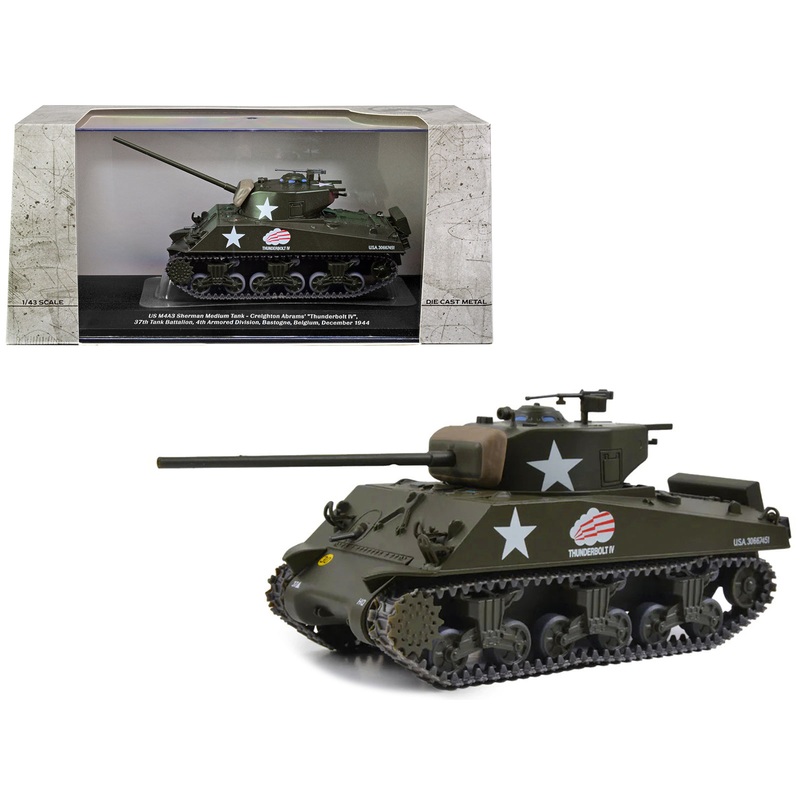 US M4A3 Sherman Medium Tank Creighton Abrams’ “Thunderbolt IV” “U.S.A. 37th Tank Battalion 4th Armored Division Bastogne Belgium December 1944” 1/43 Diecast Model by AFVs of WWII