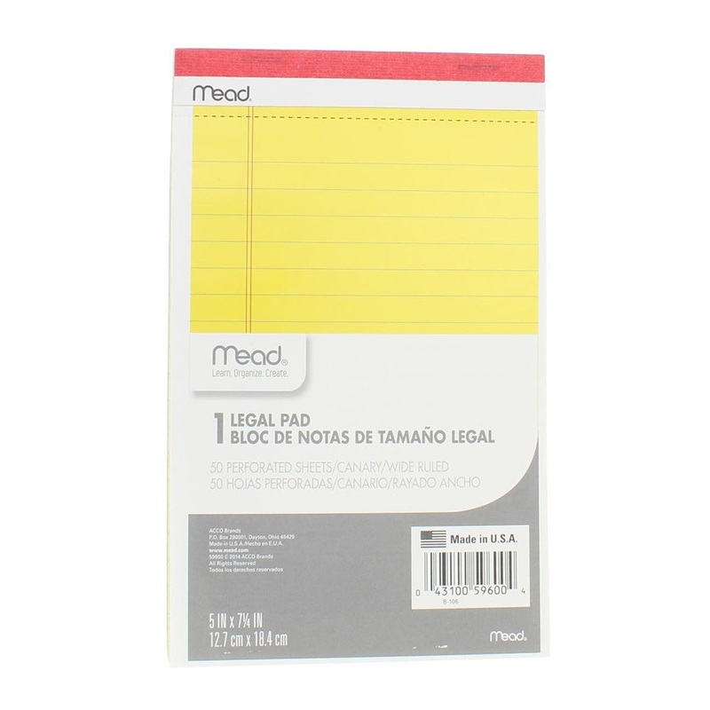 50-Sheet 5×7.25 Legal Pad 59600