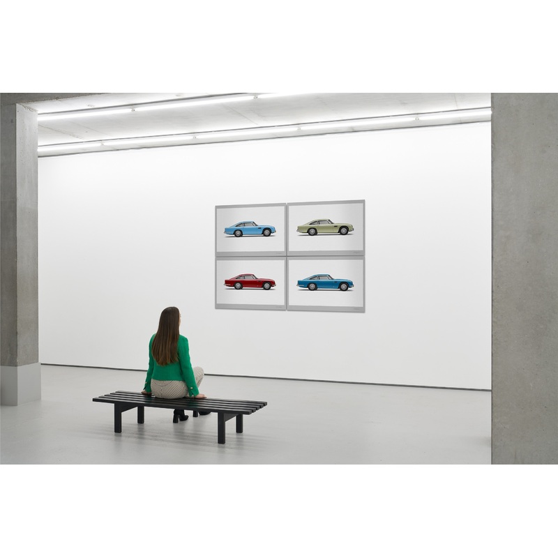 Aston Martin DB5 Vantage – 100cm Large Half Tone Flat Bed Print – Side View Edition in Sierra Blue