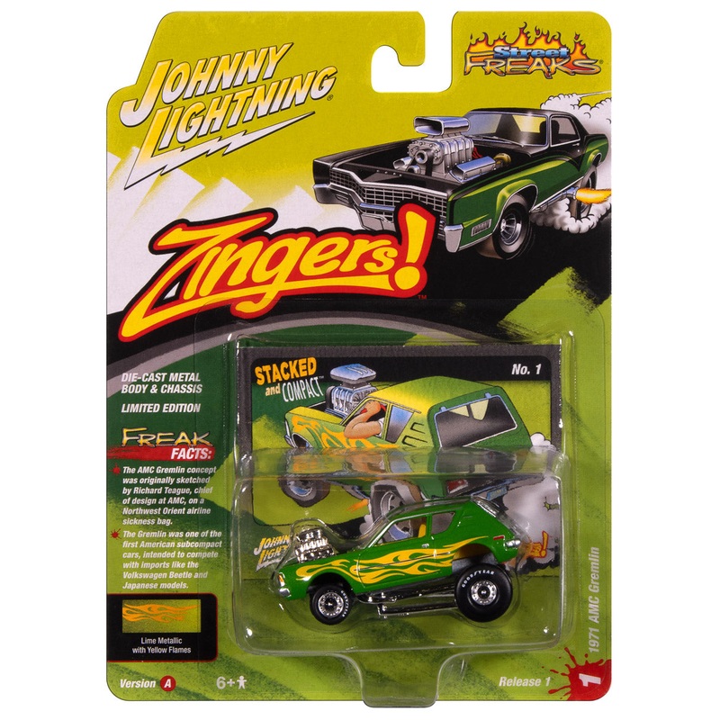 “PRE-ORDER” Johnny Lightning Street Freaks 1971 AMC Gremlin(Zingers) (Metallic Lime Green) 1:64 Scale Diecast (DUE LATE OCTOBER 2025)