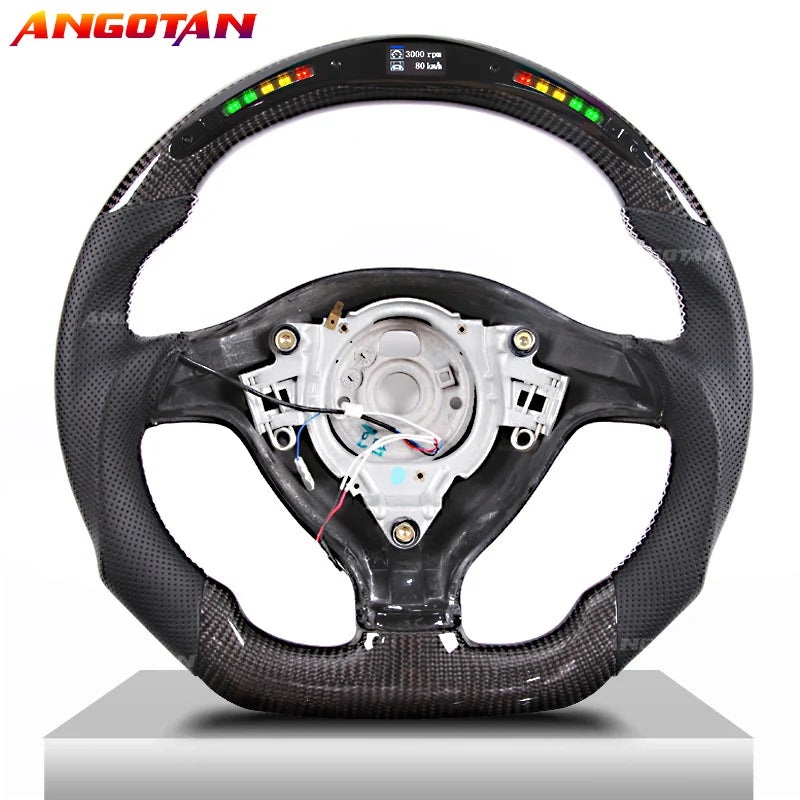 Steering Wheel For VW MK4 MK5 MK6 GTI Carbon Fiber Steering Wheel with LED Perforated Leather LED Carbon