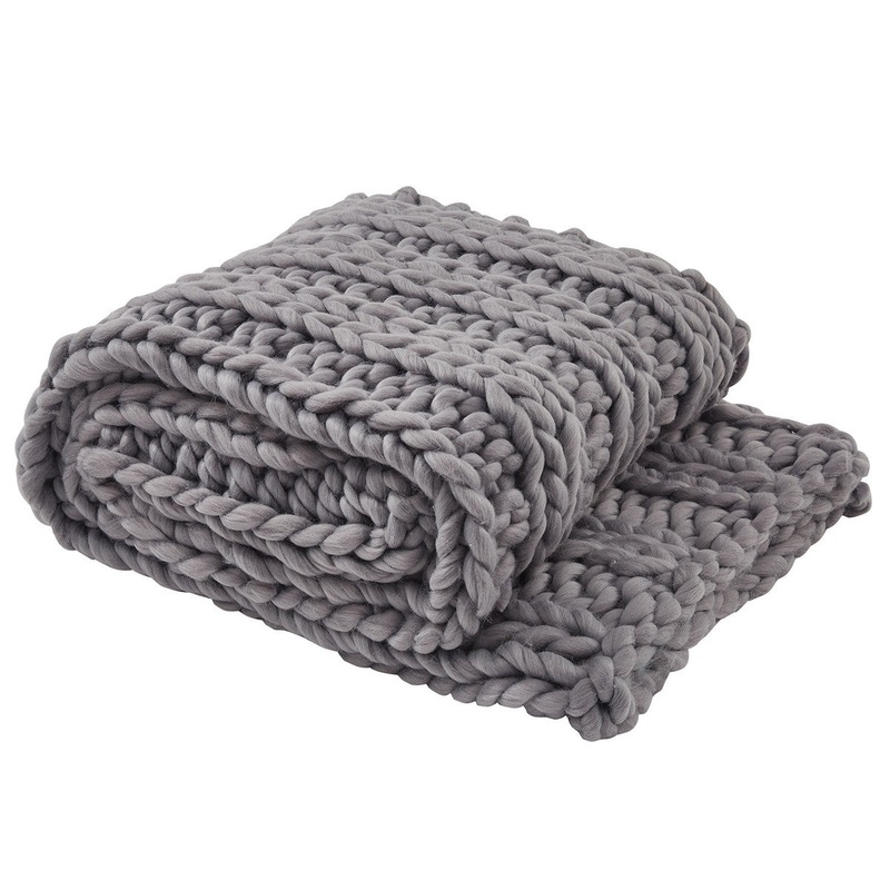Chunky Ribbed Knit Throw 1998 Sharkskin