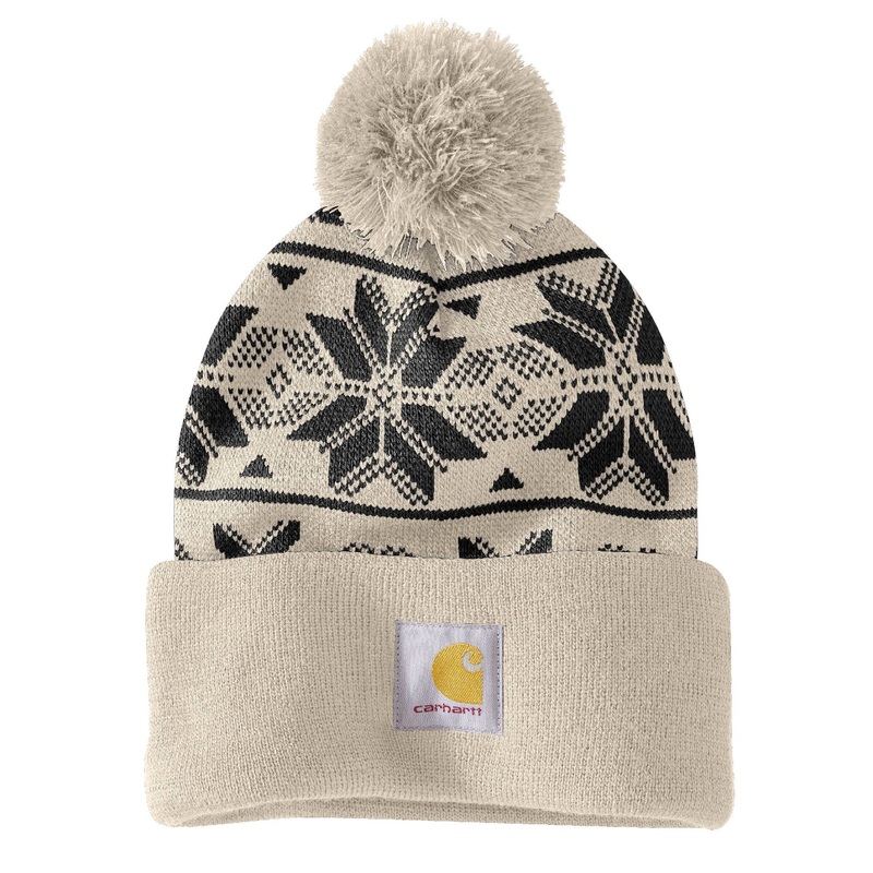 Women’s Knit Pom Jacquard Beanie 106647 Oatmilk