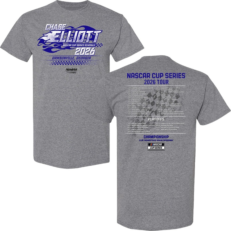 Chase Elliott 2026 NASCAR Cup Series Schedule T-Shirt Gray M