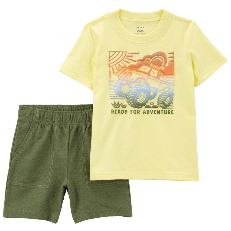 Baby Boys’ 2-Piece Monster Truck Tee & Short Set 1R098810 Newborn