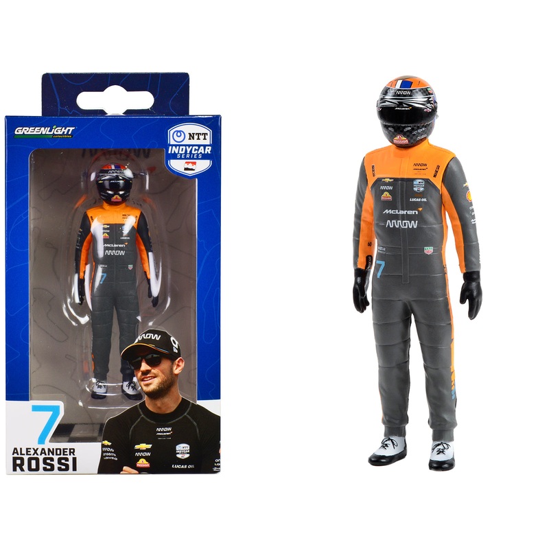 “NTT IndyCar Series” #7 Alexander Rossi Driver Figure “McLaren – Arrow McLaren” for 1/18 Scale Models by Greenlight