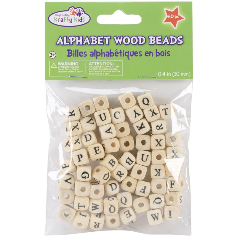 Wooden Alphabet Beads 10mm BD303-A