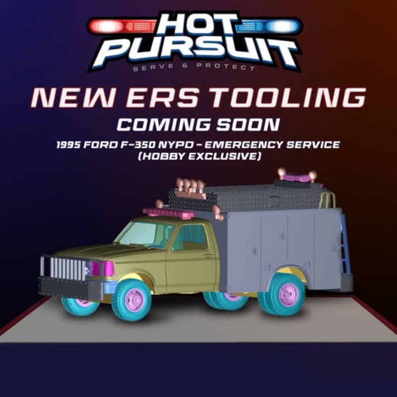 Greenlight 1:64 Hot Pursuit – 1995 Ford F-350 NYPD – Emergency Service (New Tooling) Hobby Exclusive Preorder – January