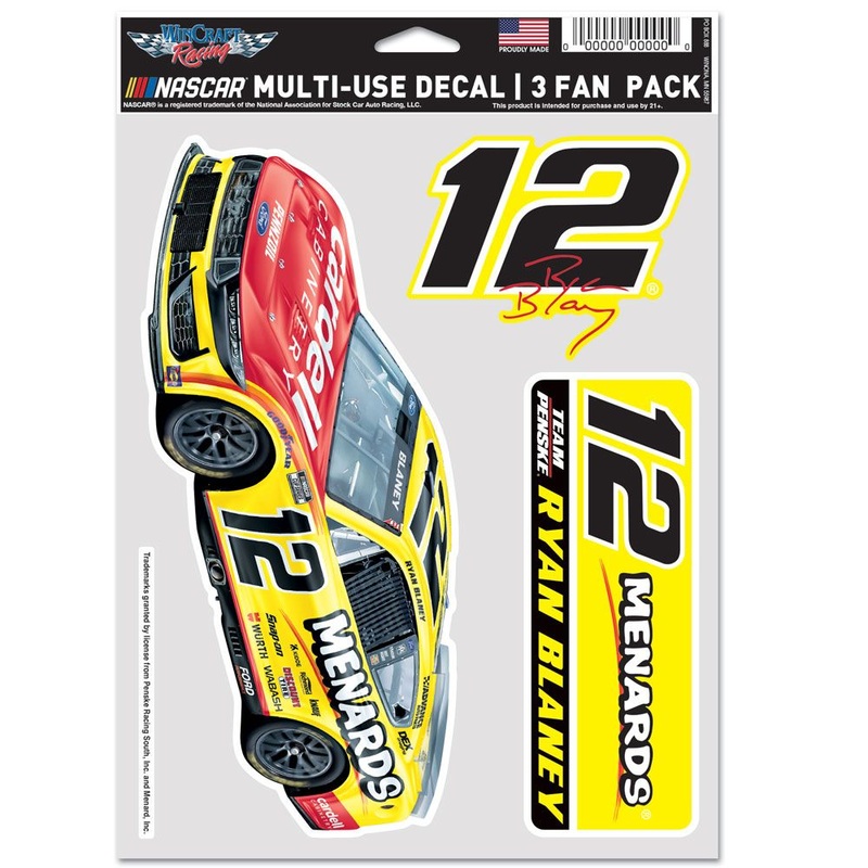 Ryan Blaney 2025 Multi-Use Menards #12 Decal 3-Pack Preorder – Currently Projected October