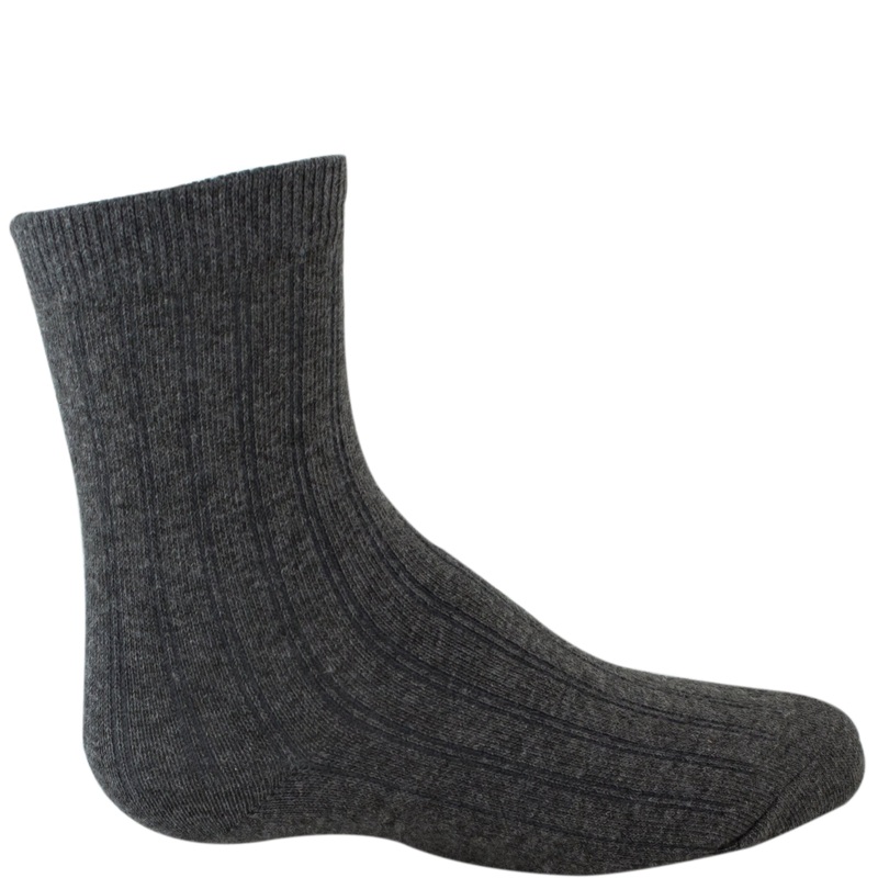 Boy’s Classic Rib Knit Crew Socks 1159 Charcoal 5-6 1/2 Toddler