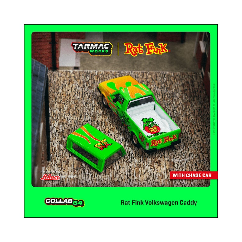 Tarmac Works X Schuco 1:64 VW Volkswagen Caddy Rat Fink  Green