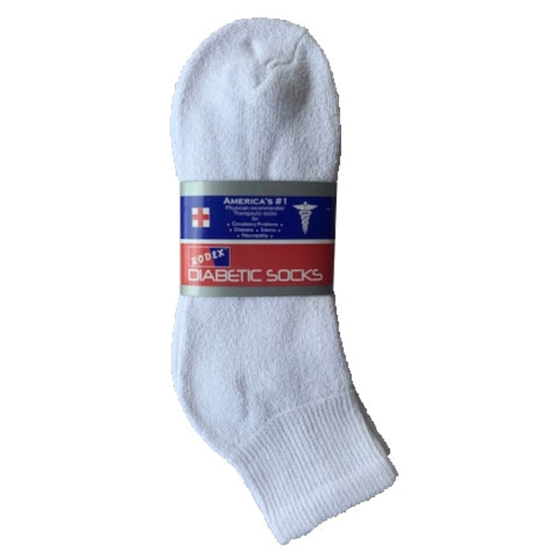3-Pack Diabetic Quarter Socks White