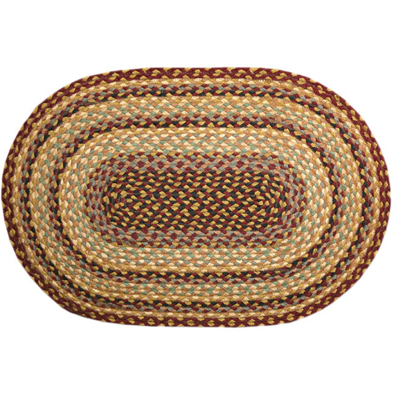Braided Rug Oval Burgundy & Gold C-357 20 x 30 inches