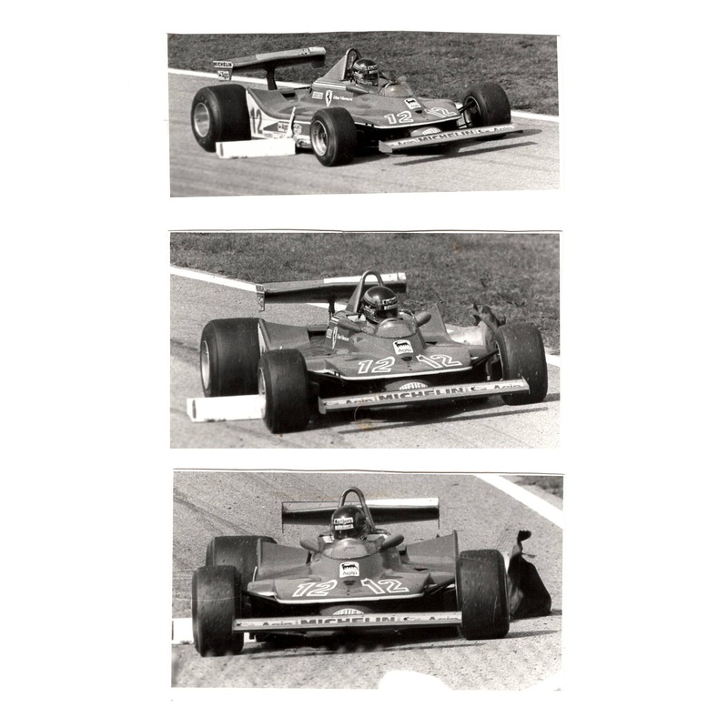 Gilles Villeneuve on Ferrari 312 T4  – 3 Photo Set