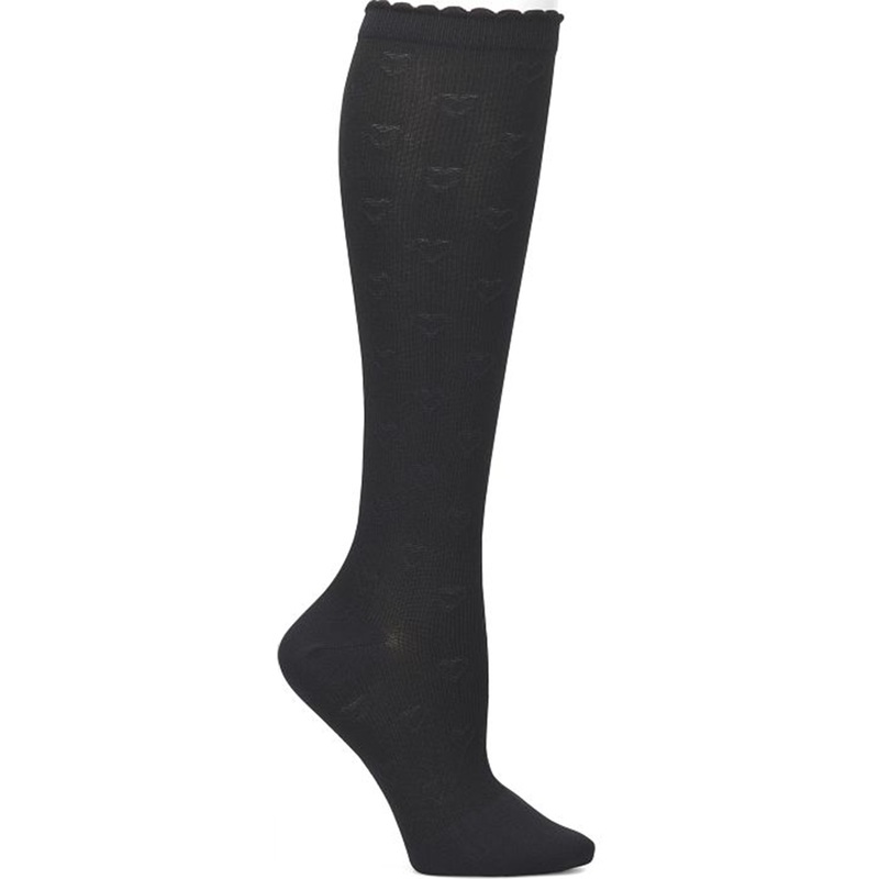 Women’s Scalloped Heart Compression Socks NA0058 Black
