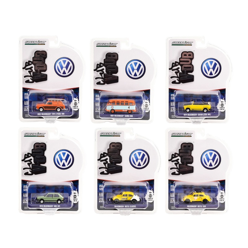 “Club Vee V-Dub” Set of 6 pieces Series 16 1/64 Diecast Model Cars by Greenlight