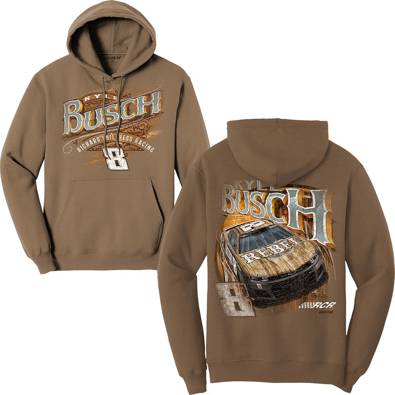 Kyle Busch 2025 Rebel Bourbon Woodland Brown 2-Spot Hoodie Sweatshirt L
