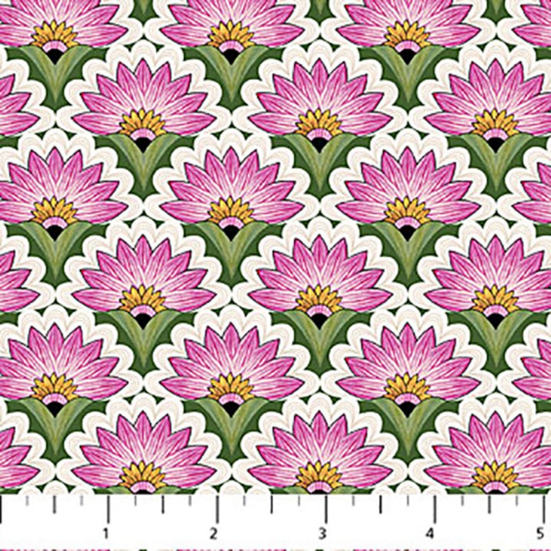 Water Lilies Collection Scallops Cotton Fabric 25061 White