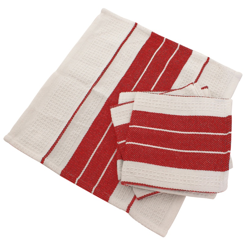 Daytona Stripe Dish Cloths 4-pack Red