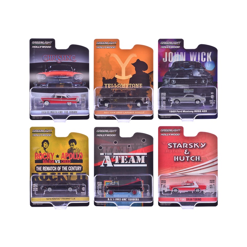 “Hollywood Greatest Hits” (2024) Set of 6 pieces 1/64 Diecast Model Cars by Greenlight