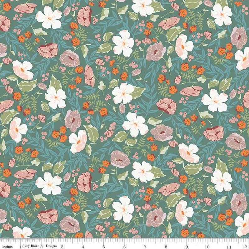 Winged Medley Collection Boho Blooms Cotton Fabric C15912 Teal