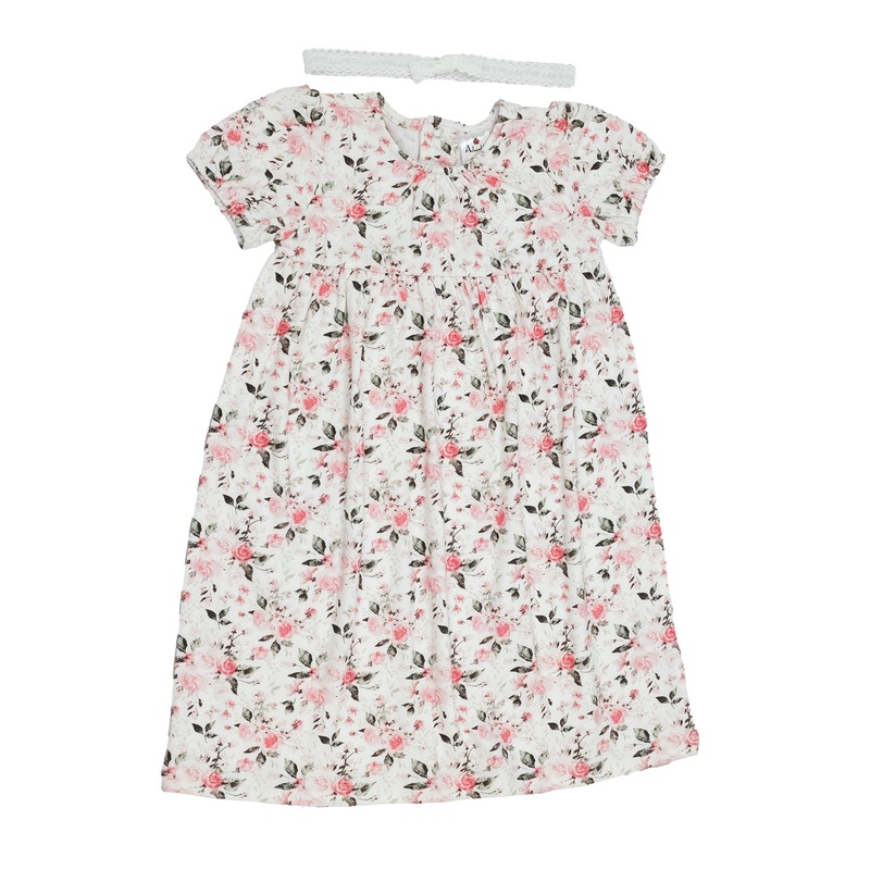Baby Girls’ Summer Knit Dress with Headband A300 Floral 3 Months