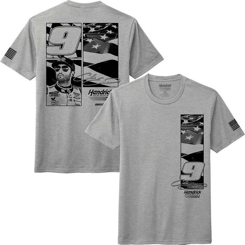 Chase Elliott 2025 Monochrome Patriotic Flag 3-Spot T-Shirt Gray L