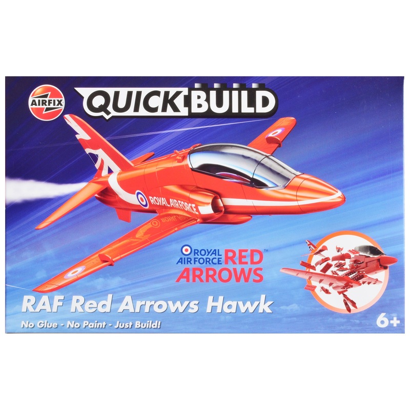 Skill 1 Model Kit Royal Air Force Red Arrows Hawk Aircraft Red Snap Together Painted Plastic Model Airplane Kit by Airfix Quickbuild