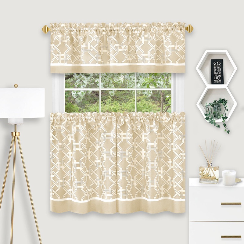 Arlington Tier & Valance Set 1746 Tan 24-in Tiers & Valance