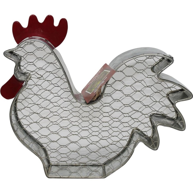 Rustic Farmhouse Wire Rooster Peanut Feeder 28711