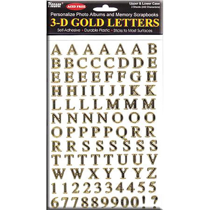 3D Gold Letter Stickers 3DLG